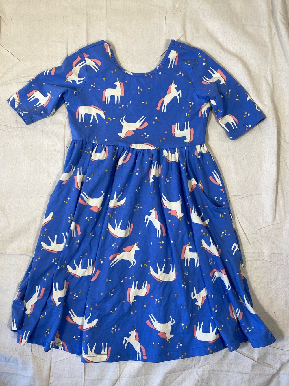 Girls Hanna Anderson Blue Skater Dress with Unicorns